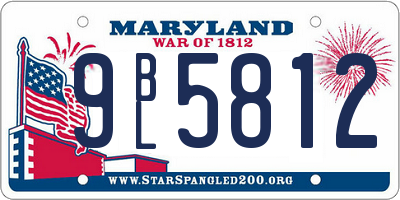 MD license plate 9BL5812