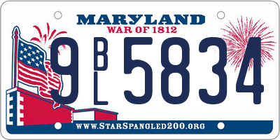 MD license plate 9BL5834