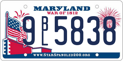 MD license plate 9BL5838