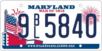 MD license plate 9BL5840