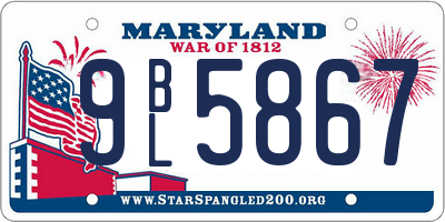 MD license plate 9BL5867