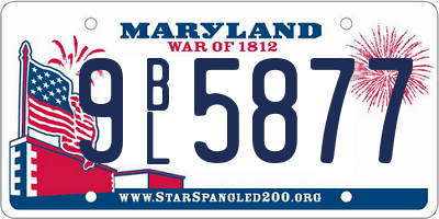 MD license plate 9BL5877