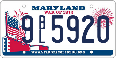 MD license plate 9BL5920