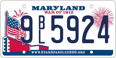 MD license plate 9BL5924
