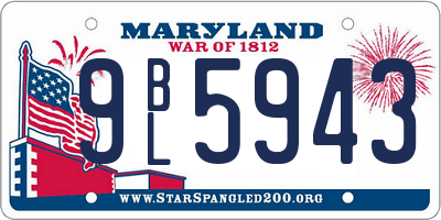 MD license plate 9BL5943