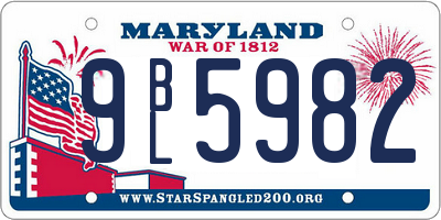 MD license plate 9BL5982
