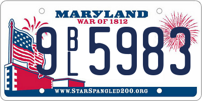MD license plate 9BL5983