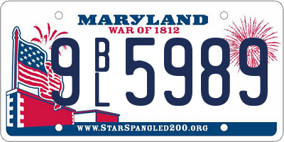 MD license plate 9BL5989