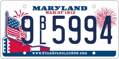 MD license plate 9BL5994
