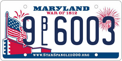 MD license plate 9BL6003
