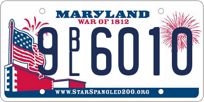 MD license plate 9BL6010