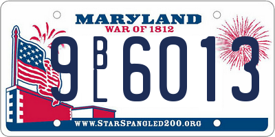 MD license plate 9BL6013