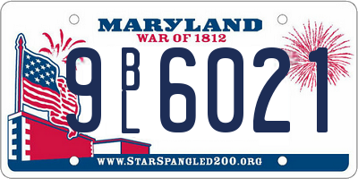 MD license plate 9BL6021