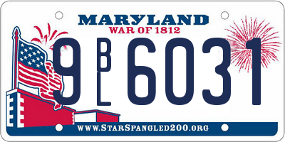 MD license plate 9BL6031