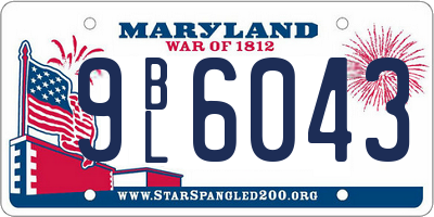 MD license plate 9BL6043