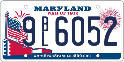 MD license plate 9BL6052