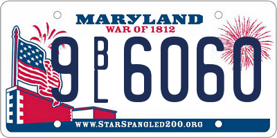 MD license plate 9BL6060
