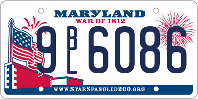 MD license plate 9BL6086