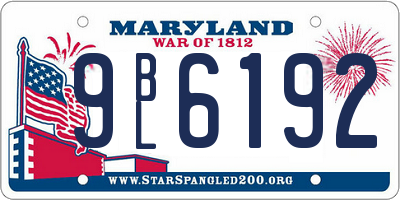 MD license plate 9BL6192