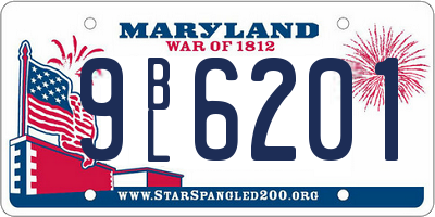 MD license plate 9BL6201
