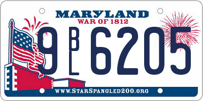MD license plate 9BL6205