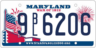 MD license plate 9BL6206