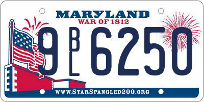 MD license plate 9BL6250