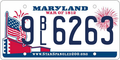 MD license plate 9BL6263