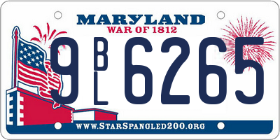 MD license plate 9BL6265