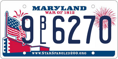 MD license plate 9BL6270