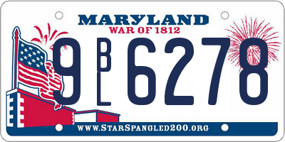 MD license plate 9BL6278