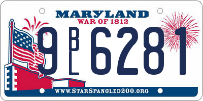 MD license plate 9BL6281