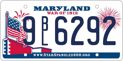 MD license plate 9BL6292
