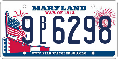 MD license plate 9BL6298