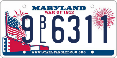 MD license plate 9BL6311