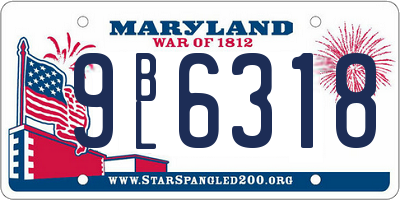 MD license plate 9BL6318