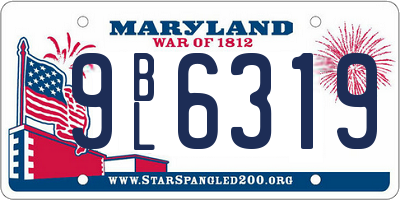 MD license plate 9BL6319