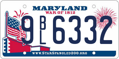 MD license plate 9BL6332