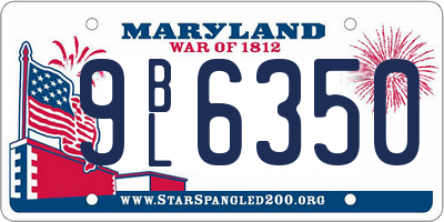 MD license plate 9BL6350