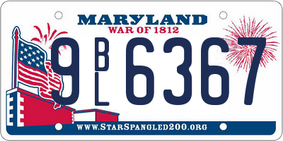 MD license plate 9BL6367