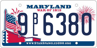 MD license plate 9BL6380