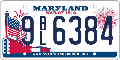 MD license plate 9BL6384