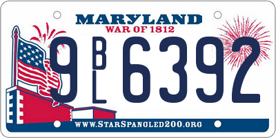MD license plate 9BL6392