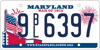 MD license plate 9BL6397