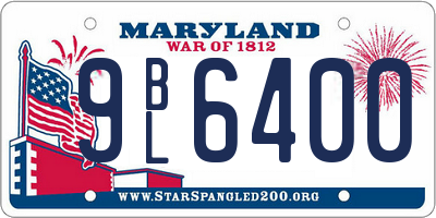 MD license plate 9BL6400