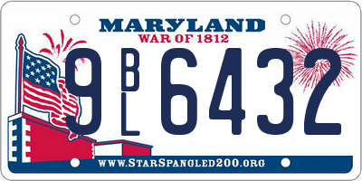 MD license plate 9BL6432