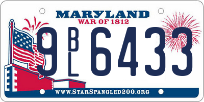 MD license plate 9BL6433