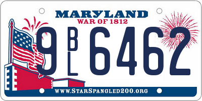 MD license plate 9BL6462