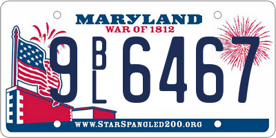MD license plate 9BL6467