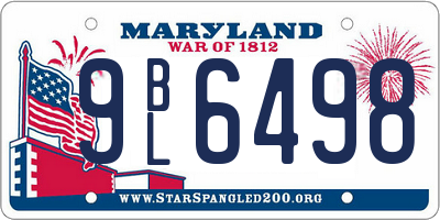 MD license plate 9BL6498